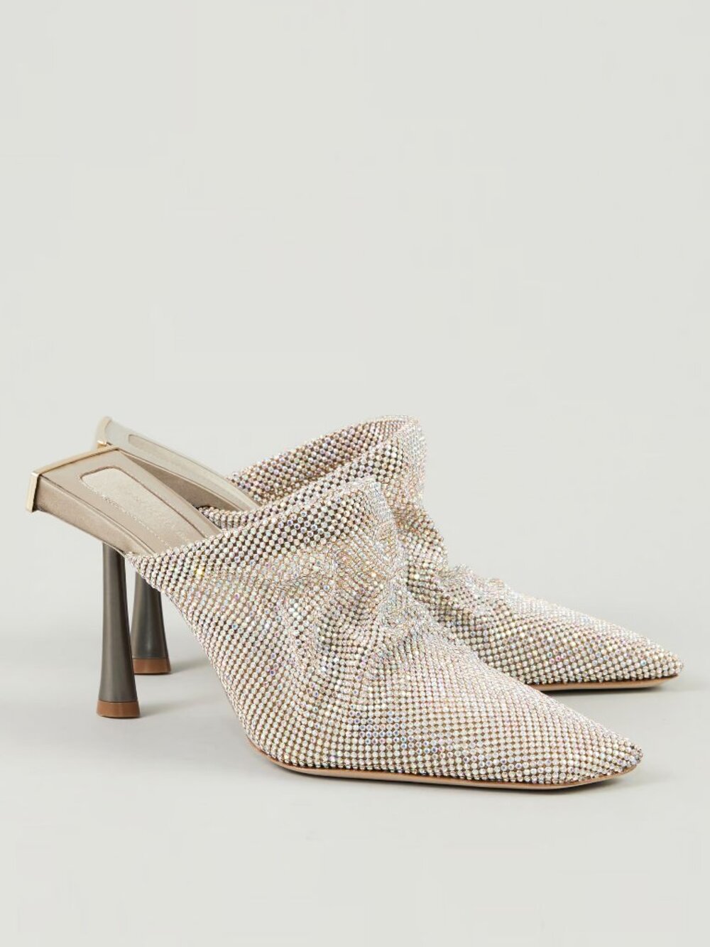 Benedetta Bruzziches Goliarda crystal-embellished chainmail mules